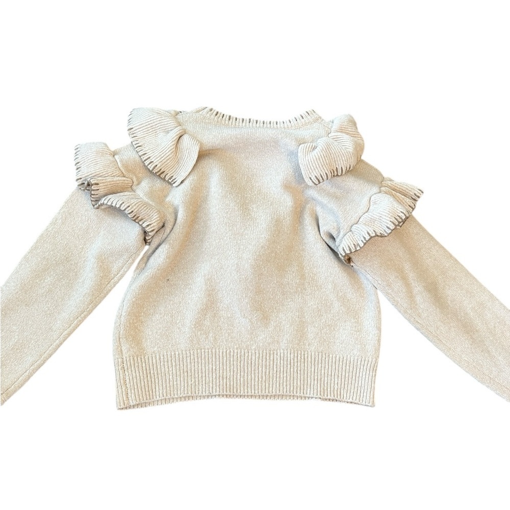 En Saison Rene Ruffle-Trim Sweater Cream Size Medium. - Picture 7 of 9